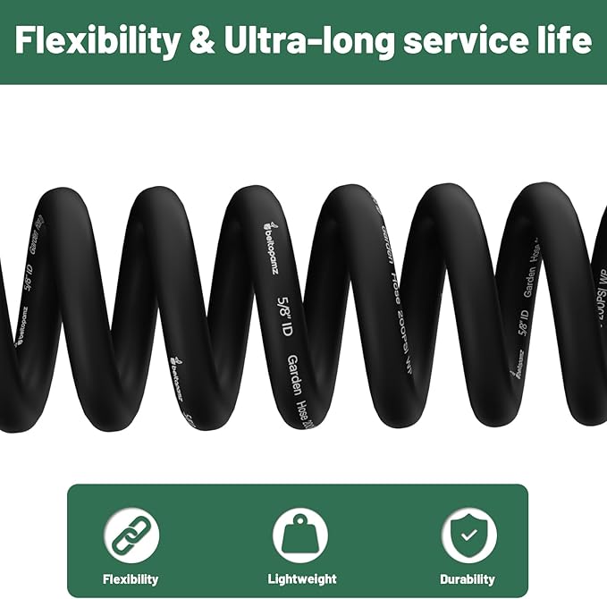 Short Garden Hose 5 ft x 5/8 in Male to Female Heavy Duty Small Water Hose Extender Connector, Lightweight Rubber Hybrid Leader Hose, Leak-Free Connections, 3/4'' Brass Fittings, Black