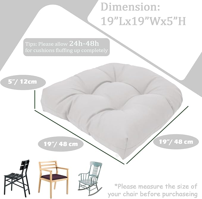 MTMR Water-Repellent Outdoor Chair Cushions Set of 2, 19”X19” Patio Chair Cushions with High Elasticity PP Cotton, Thick Tufted Outdoor Patio Furniture Cushions, Seat Cushions for Outdoor Furniture