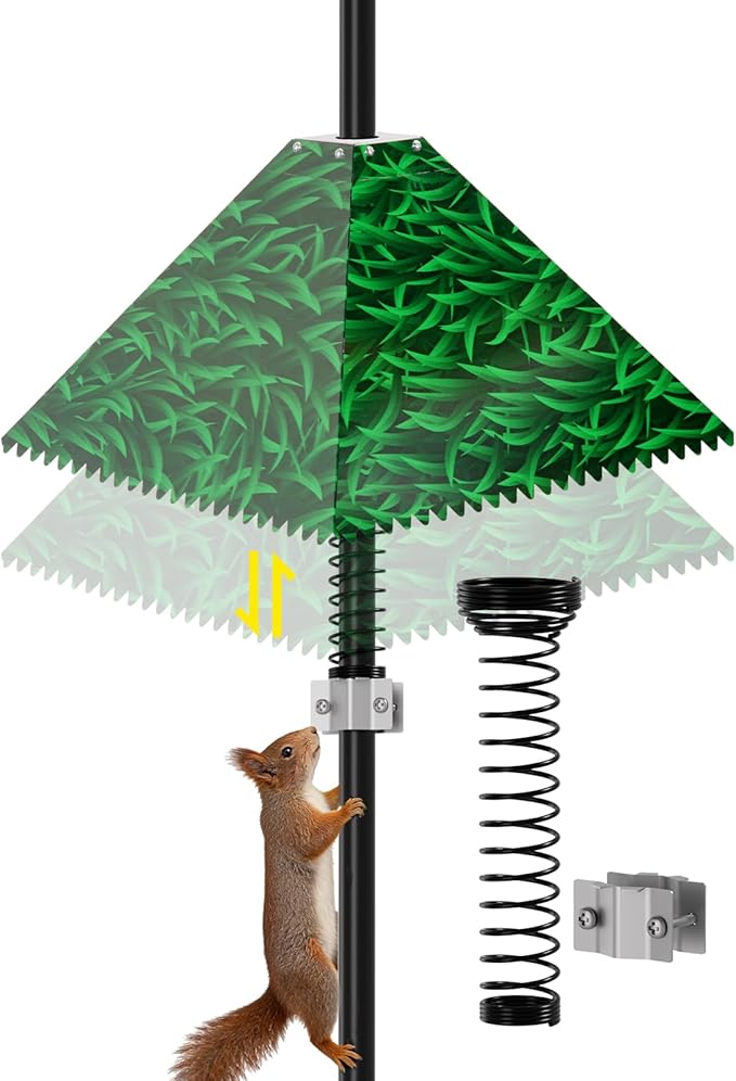 MIXXIDEA Squirrel Baffle for Bird Feeder Pole, Metal Pole Mount Bird House Guard, Squirrel Baffle for 4x4 Post (Green)