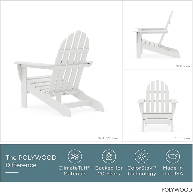 POLYWOOD AD4030WH Classic Outdoor Adirondack Chair, White