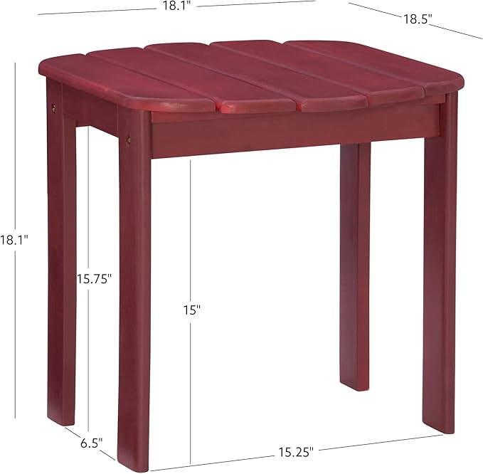 Linon Adirondack End, Red Table, 18.11 x 18.5 x 18.11