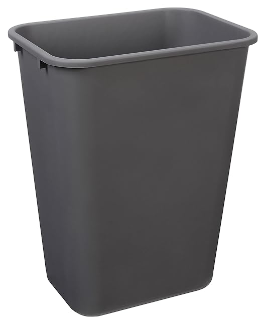 Amazon Basics Lightweight Rectangular Commercial Office Wastebasket, 10 Gallons, Grey