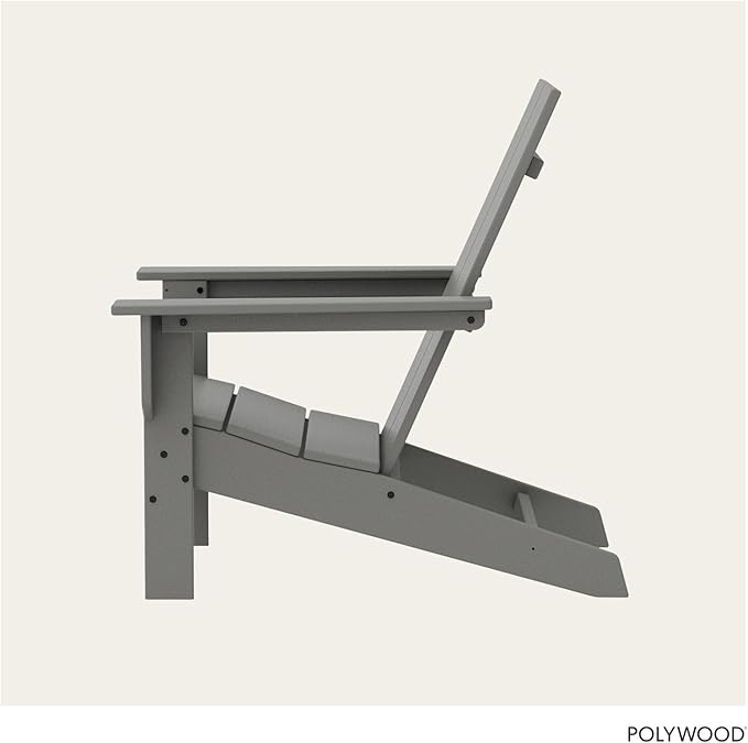 POLYWOOD Contemporary Modern Oversized Adirondack Chair in Slate Grey