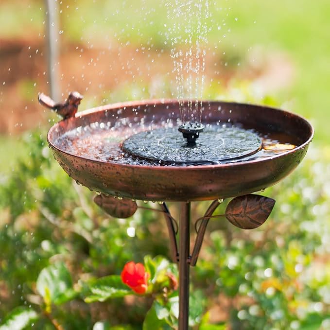 VEWOGARDEN Garden Metal Bird Bath 12" Bird Bath Bowl with 5 Prongs Base Stake, Vintage Bird Baths for Outdoors Cast Iron Birdbath Standing Bird Feeder Bath