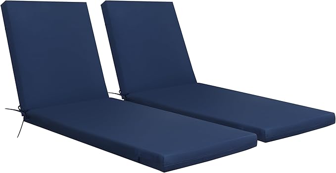 Only choice Outdoor Chaise Lounge Cushion Set of 2, 75" x 24" Lounge Chair Cushion Water-Resistant & Fade-Resistant for Lawn, Pool, Replacement Seat Cushion for Patio (Navy Blue)