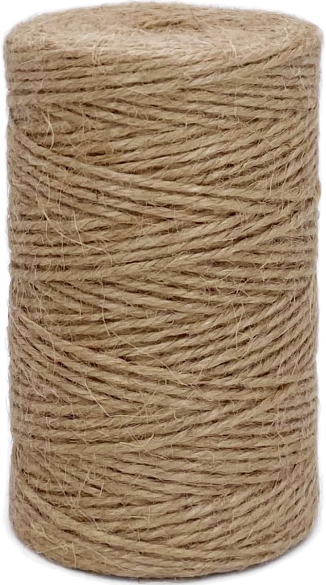 Natural Jute Twine, 1mm Thick, 2-Ply, 500 Feet, for Rustic Decor, Hanging Ornaments, Gift Tags