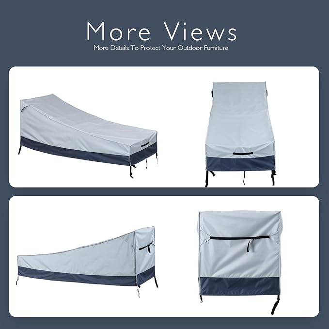 Waterproof Outdoor Lounge Chair Covers Patio Chaise Lounge Cover Heavy-Duty Pool Lounge Chair Covers for Outdoor Furniture (Gray-Darkgray, 80''x30''x26''-2pcs)