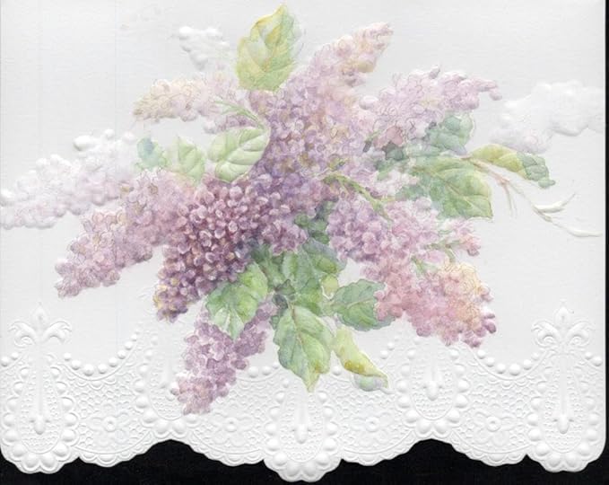 Poster Foundry Summer Lilacs Portfolio Boxed Note Cards by Carol Wilson. 10 embossed 4x5 Die-Cut Notecards and Matching Envelopes in Decorative Gift Box with Magnetic Flap. NCP2353
