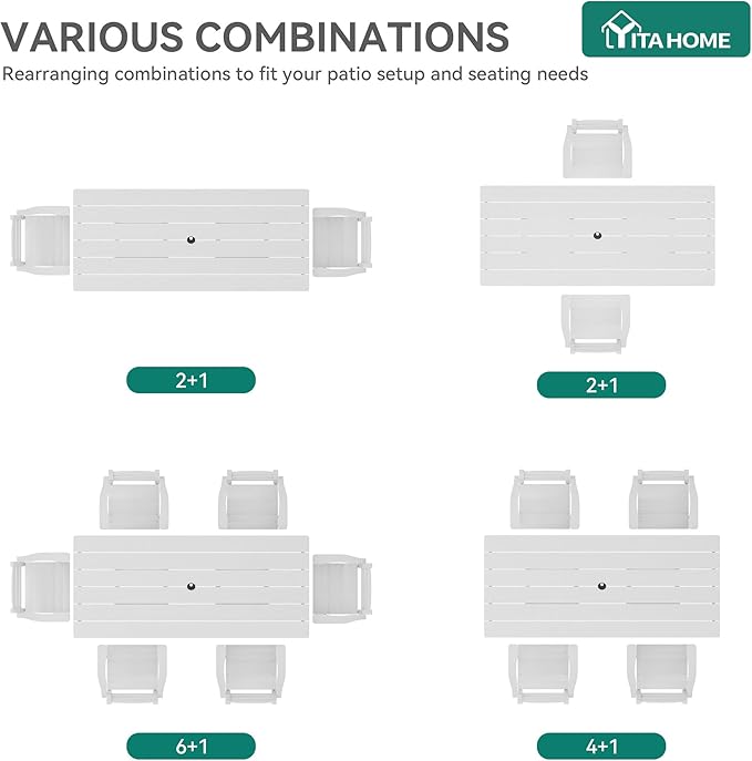 YITAHOME HDPE Chairs Set of 2, Sturdy Patio Chair w/Max Bearing 330 LBS, All-Weather Outdoor Patio Chairs for Terrace, Garden, Backyard, Poolside, Gray