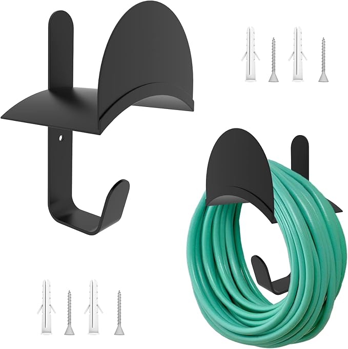 Water Hose Holder, Wall Mount Garden Hose Reel Hanger Holder, Outside Garden Hose Storage Holders organizer for Storage Ropes, Garden and Heavy Tools, Large 2 Pack