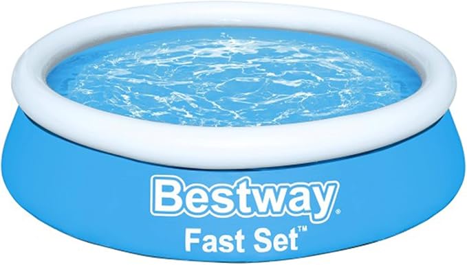 Bestway Fast Set 6 Foot x 20 Inch Round Inflatable Above Ground Outdoor Swimming Pool with 248 Water Capacity and Repair Patch, Blue (Pool Only)