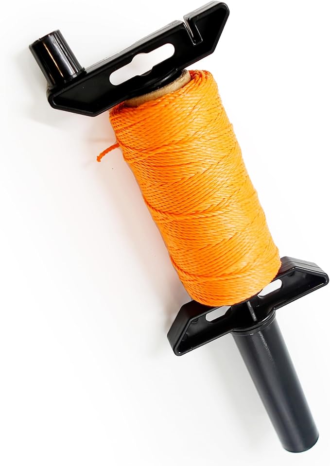 Mason Line String 1.3mm Thick Twisted Polypropylene – Durable Construction Twine for Laying Bricks, Blocks, Fences in Gardening, DIY & Landscaping Projects (Orange, 262 Ft)