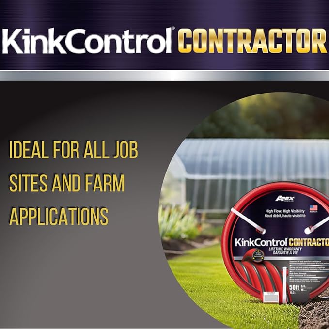 Kink Control Contractor Grade Hose with High Burst Strength, Spring Coil and Crush Resistant Couplings, Made in the USA 3/4 x 100 ft