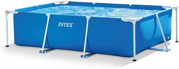Intex 86" x 23" Rectangular Frame Above Ground Outdoor Home Backyard Splash Swimming Pool with Flow Control Valve for Draining