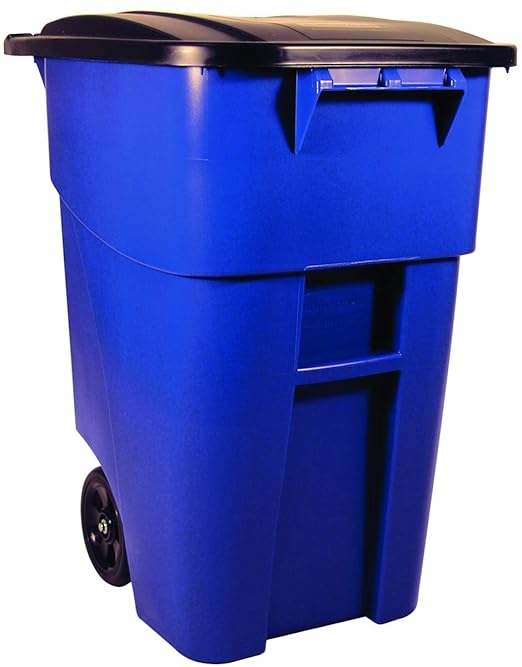 Rubbermaid Commercial Products BRUTE Rollout Trash/Garbage Can/Bin with Wheels 50 GAL Blue for Restaurants/Hospitals/Offices/Back of House/Warehouses