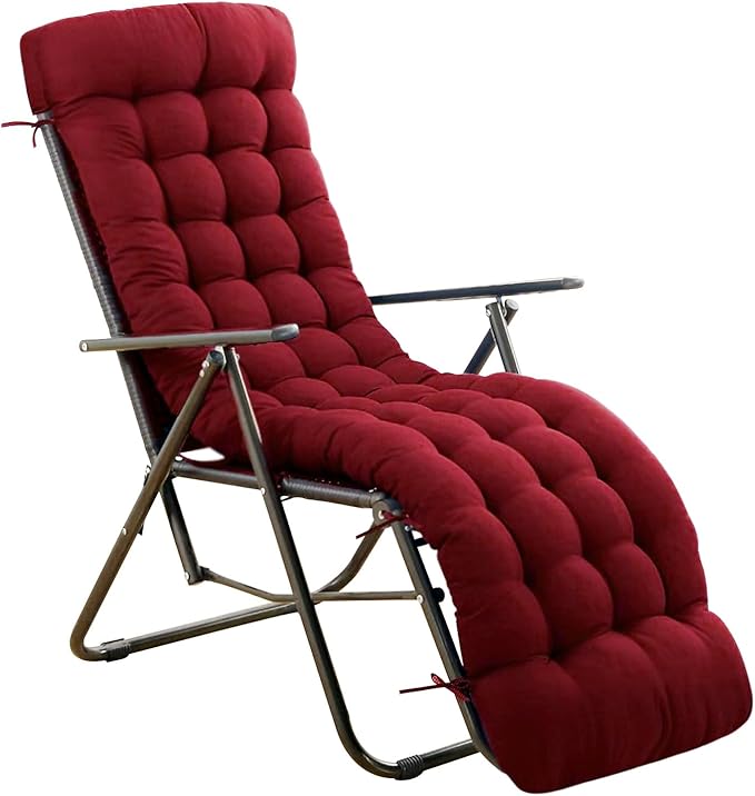 ERWUDEling Outdoor Chaise Lounge Cushions, Waterproof Lounge Chair Cushion, Thickened 67 x 19 x 4 Inch Zero Gravity Chair Cushion for Outdoor Indoor Furniture, Home and Office, Wine red