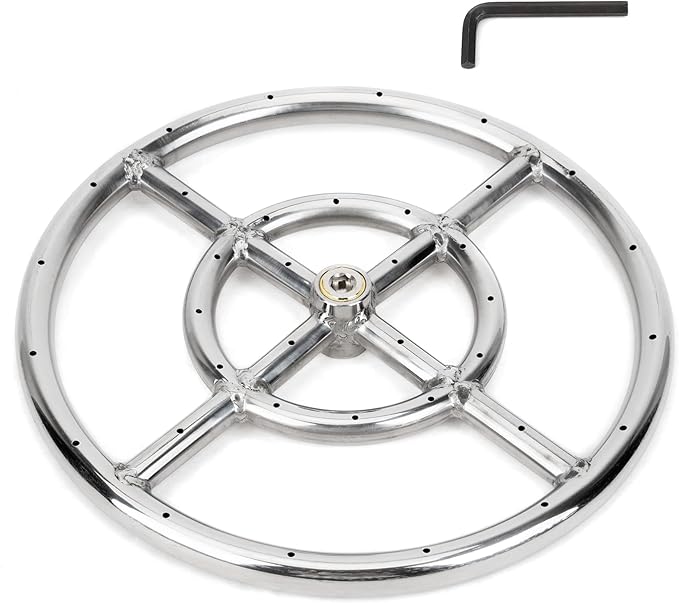 Stanbroil 12 Inch Round Fire Pit Burner Ring for Natural Gas & Propane Fire Pit Fireplace - 304 Stainless Steel Burner for Indoor & Outdoor, BTU 92,000 Max