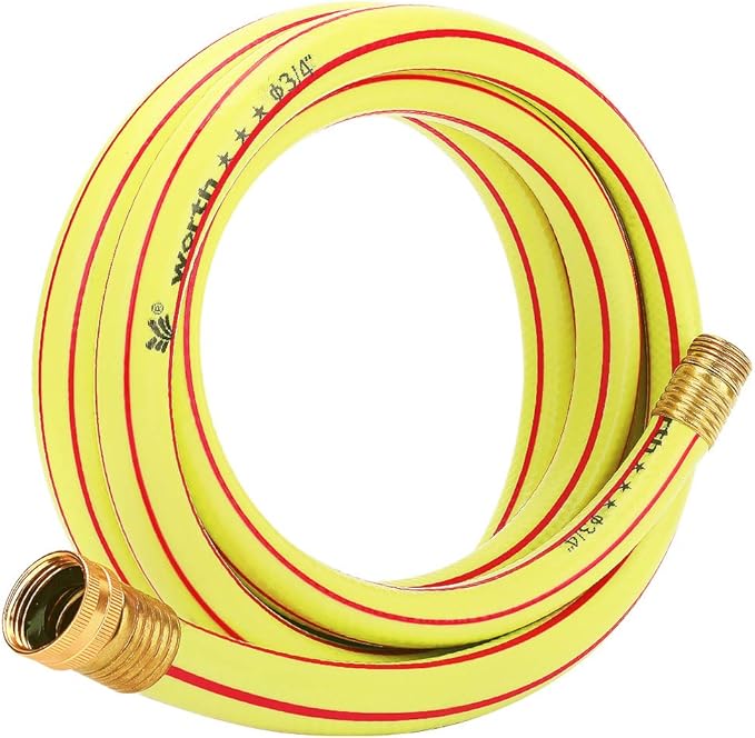Lead-in Yellow Short Garden Hose 3/4 in. x 10 ft. -No Kink, Leak Free, Flexible, Male to Female Fittings -Heavy Duty Lightweight PVC Water Hose -150PSI Work & 500PSI Burst, for Reel Cart & Outdoor Use