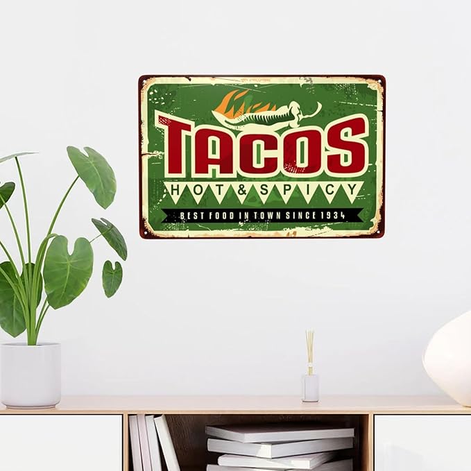 Taco Vintage Metal Tin Sign Retro Rustproof Funny Art Wall Decor Gift 8x20 Inch