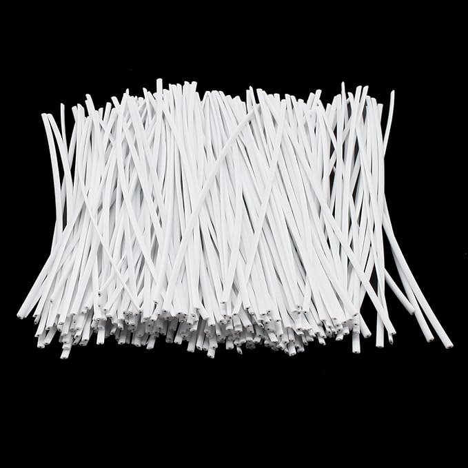 Piutouyar White Metallic Twist Ties 6 Inch / 150mm, Twist Ties with Rugged Metal Innercores, Reusable Fastening for Cable Organize(250Pcs)