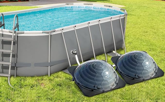 VINGLI Solar Pool Heater Above Ground Domed Solar Powered Swimming Pool Heater Contour Pool Heating Coil (2 Packs), Black