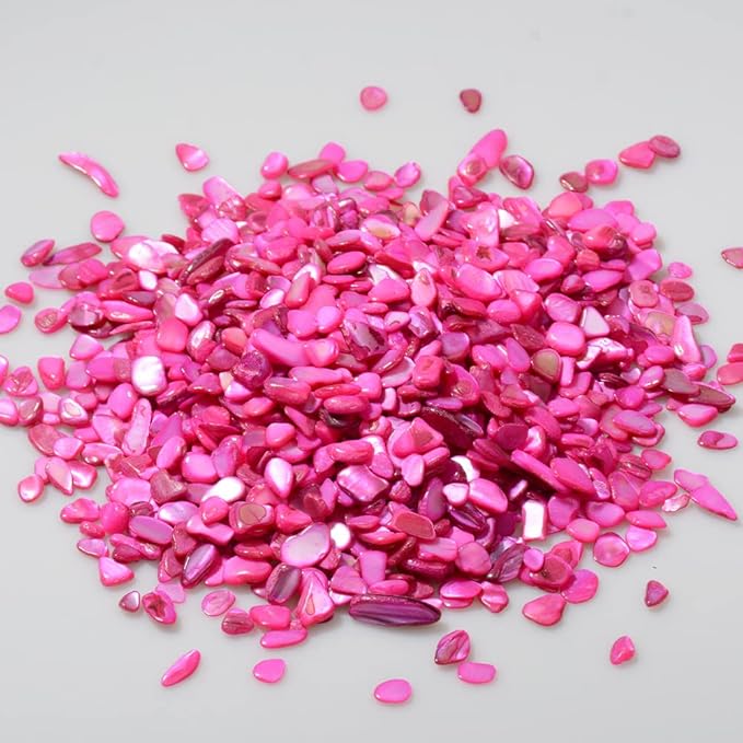 QICQDRAM Crushed Shells for Crafts About 1LB (405g/14.28oz) Small Natural Crushed Shells Bulk for Crafts DIY Beaching Wedding Decoration Vase Fillers (Rose Red)