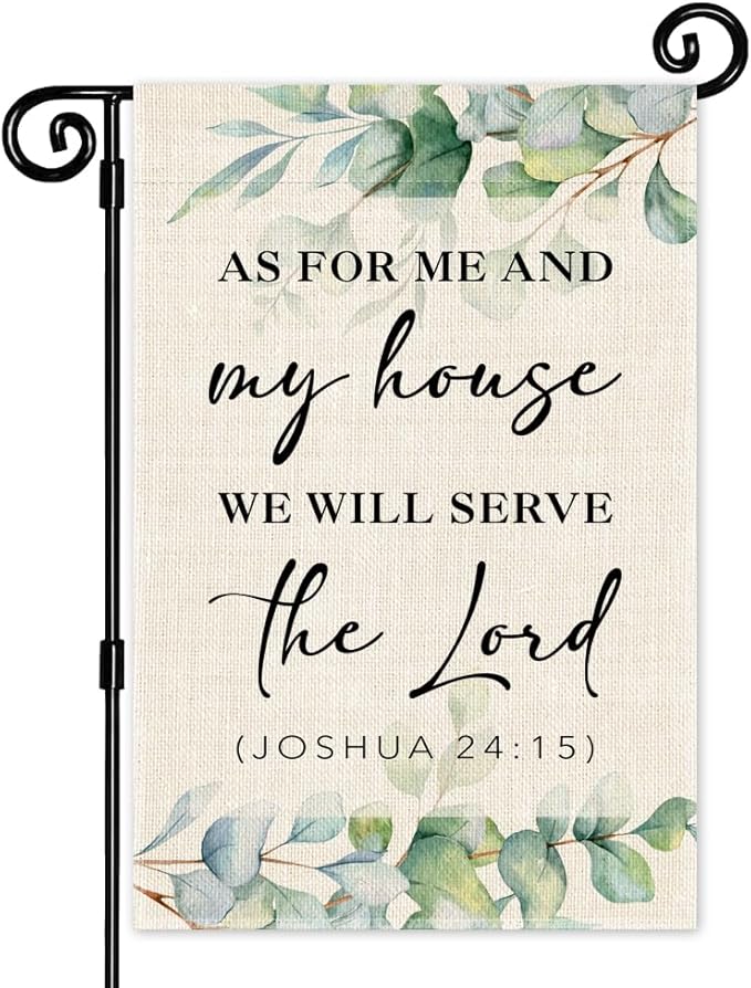 As for Me and My House We Will Serve the Lord Garden Flag, Double Sided Yard Outdoor Farmhouse Lawn Porch Decor Flag, Bible Verse Decor, Christian Home Decor Gifts for Women Coworker Friend