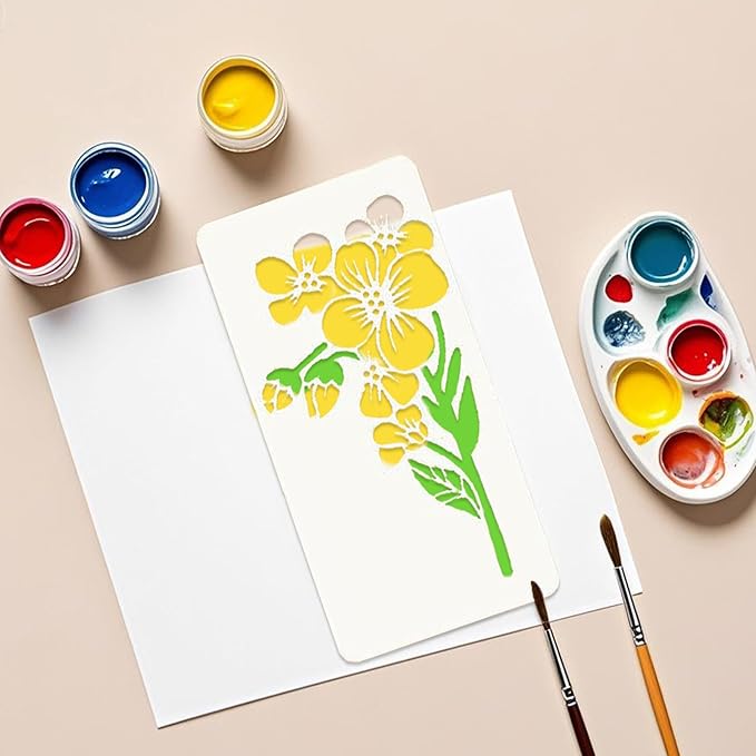 18 Sheet Reusable Flower Stencils for Painting,Stencils for Painting on Wood,Large Floral Stencil Templates with Leaf Vine Designs for DIY Crafts,Home Decor,Furniture Art