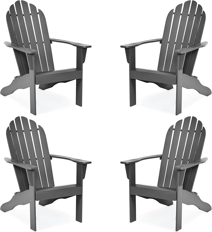 Tangkula Adirondack Chair, Acacia Wood Adirondack Lounger Chair, Outdoor Armchairs with Slatted Seating, Weather Resistant