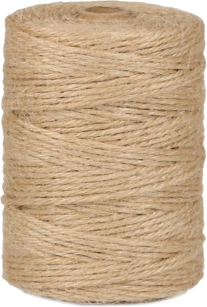 Jute Twine 3MM x 350FT Jute Rope for Crafts Gardening Garden Plant Gift Wrapping Art Decoration Packing Material Christmas Twine Bulk Heavy-Duty (Brown 3mm* 350ft)