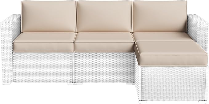 Aoxun Patio Furniture Cushions for Outdoor Furniture Set of 4, Thick Replacement Patio Couch Cushions for Outdoor Furniture, 7-Piece Splashproof Fade Resistant Outdoor Couch Cushions, Beige