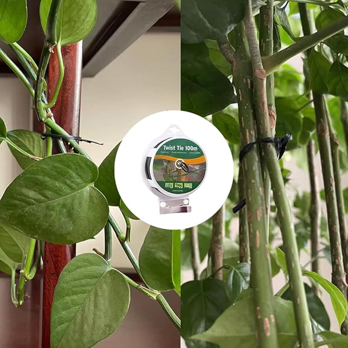 Twist Tie, 328 Feet (100m),black cable ties with Cutter, black twist ties，Garden Plant Ties Reusable, black Twist Ties for plants Gardening Tomatoes Tie garden ties for plants,garden twist ties