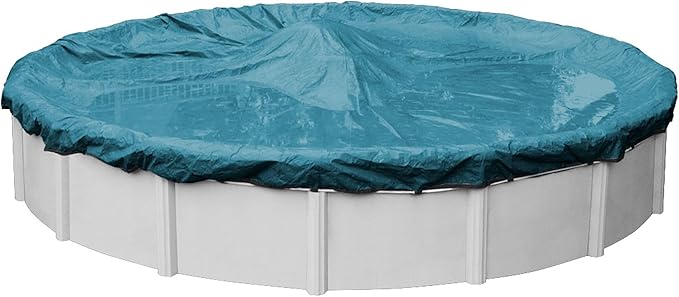 Robelle 30 ft Extra Heavy Duty Blue Winter Pool Cover for Above Ground Pools, 4 ft Overlap (34 ft Cover Size), Solid 10 x 10 Scrim, 2.91 oz/yd2, 12-Year Warranty, Style: 5830-4ROBA