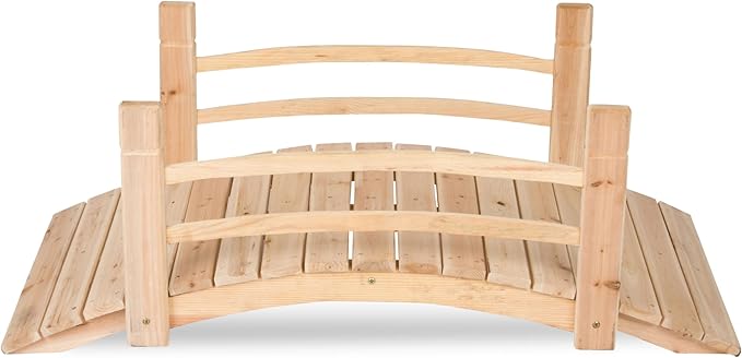 Shine Company 4980N 4 Ft. Cedar Wood Garden Bridge with Side Rails, Natural