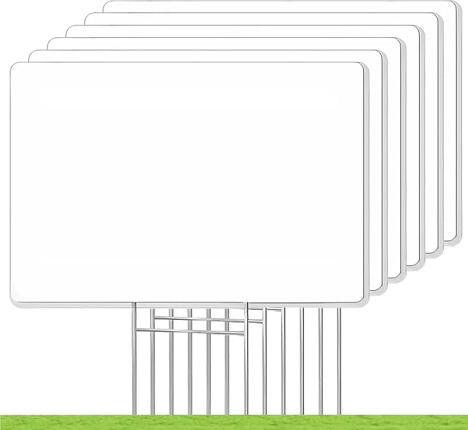 Blank Yard Signs with Stakes, GRS Certified 6 Pack 17x12 Inches Corrugated Plastic Lawn Signs Sheets, Double Sided Custom Sign for Home Front Door Outdoor, for Sale, Garage Sale, Yard Sale