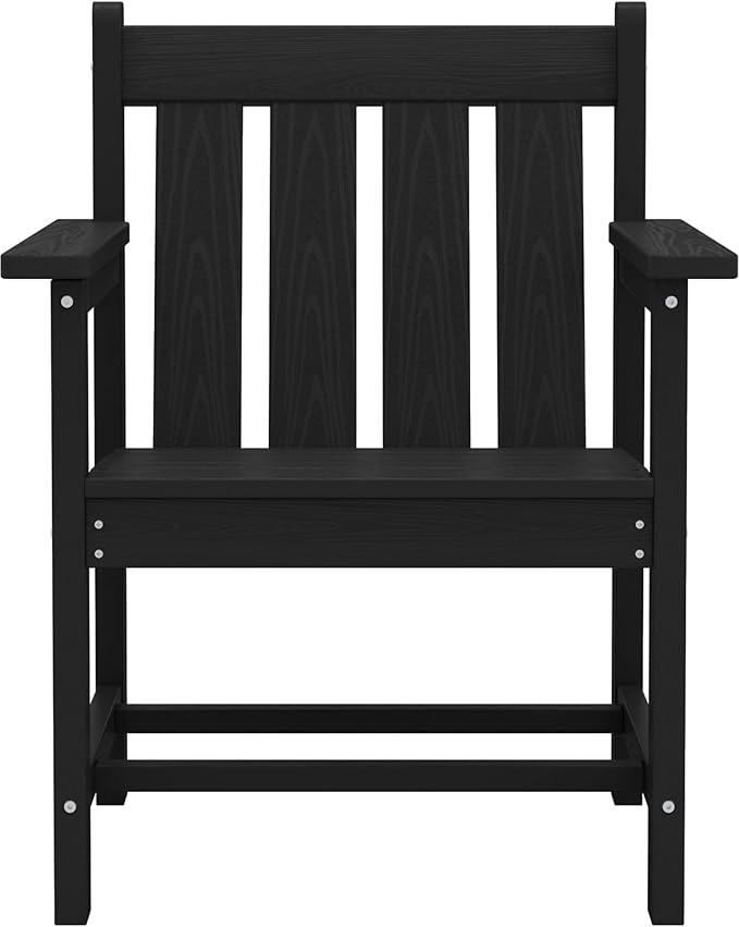 SEWRWALL 3 Pieces Patio Bistro Set, All Weather Adirondack Chair Set with Side Table, HDPE Material Outdoor Patio Furniture Set for Balcony, Porch, Garden, Backyard- Black
