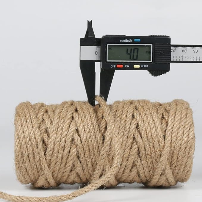 PerkHomy 4mm Jute Rope 120 Feet Twisted Heavy Duty and Thick Twine Rope for Cat Scratcher Scratching Post Tree Craft Projects Gardening Home Decoration Packing Bundling (120FT * 4mm)
