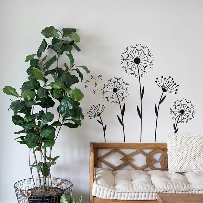 MAYJOYDIY 6Pcs Large Dandelion Stencils Splicing Style Dandelion Seeds Stencil for Painting 11.8×11.8inch Garden Fence Leaves Craft Templates with Paint Brush for Window Wood Wall Home Gift Decor