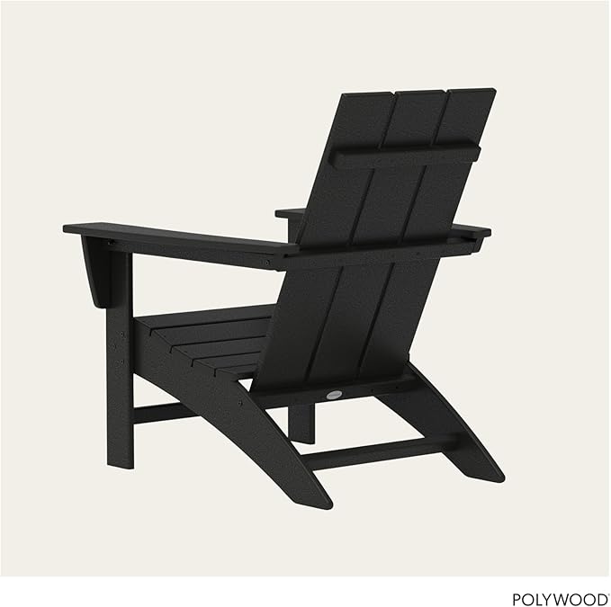 POLYWOOD AD420BL Modern Adirondack Chair, Black