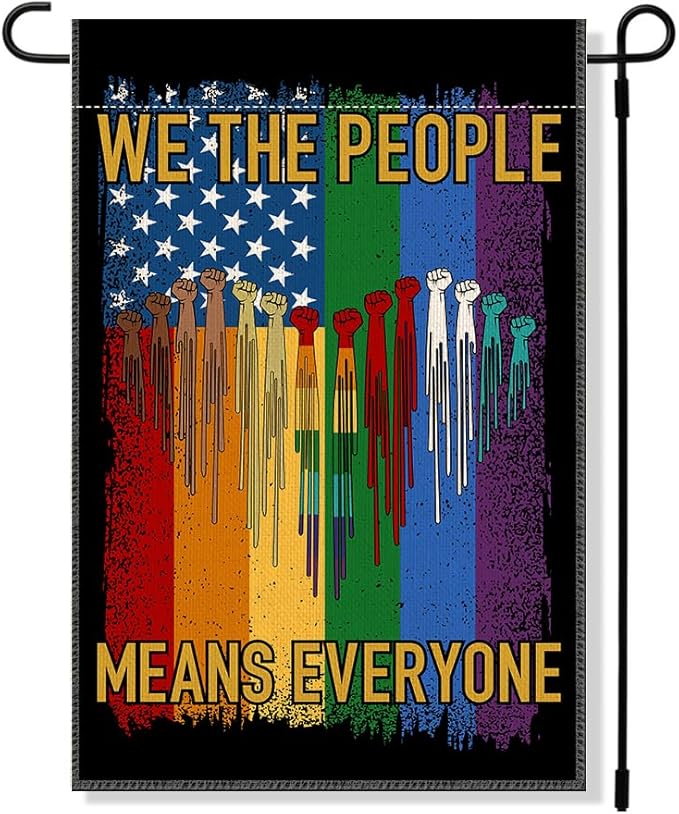 RZHV We The People Means Everyone Double-Sided Garden Flag for Outdoor House Yard Sign Garden Decor Parade, Inclusive Outdoor Decoration Banner, Kindness Equal Social Justice Yard Sign