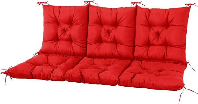 NACATIN 3 Seat Cushion for Outdoor Swing - 60x40 inches, 4" Thick Porch Swing Cushions with Ties and Storage Bag, Waterproof Bench Cushions for Patio, Outdoor, Backyard and Garden (Red)