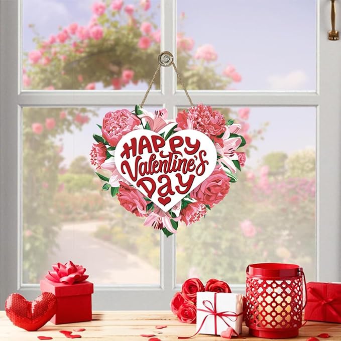 3Pcs Valentine's Day Front Door Hanger Decor Love Romantic Special Night Galentines Party Paper Signs Banners for Engagement Wedding Anniversary Door Porch Wall Hanging Decorations