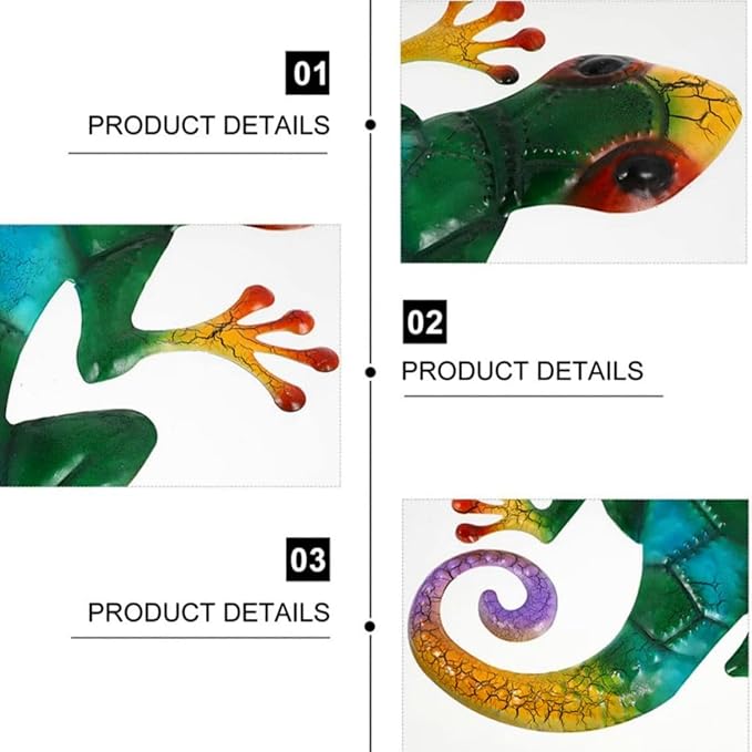 YWHWXB Metal Gecko Wall Decor,Outdoor Hanging Lizard Wall Art,Colorful Metal Lizards Wall Art Decor for Indoor/Outdoor Garden/Balcony/Yard Fence Decoration(16.9 ×10.6 × 0.5 in,Green)