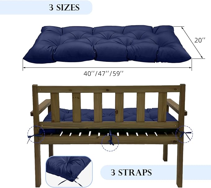 Patio Bench Cushion Outdoor/Indoor Loveseat Pads Waterproof Garden Furniture Chair Pad Non Slip Thicken Swing Cushions for Porch Lawn Indoor Swing Couch Sofa Loveseat,40 * 20" Flower,