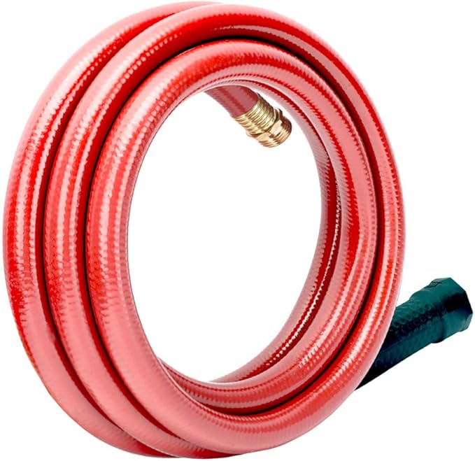 Solution4Patio Short Lead-in Red Garden Hose 3/4 in. x 10 ft. -Heavy Duty Durable Flexible Lightweight Water Pipe -Brass Aluminum Male/Female Fittings for Household & Commercial -Kink Free, No Leaking