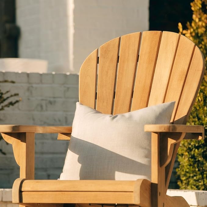 TITAN GREAT OUTDOORS Ash & Ember Savannah Grade A Teak Adirondack Chair, Weather Resistant Patio Lounge with Gently Curved Seat and Back, for Deck, Porch, or Backyard, Indoor Outdoor Use
