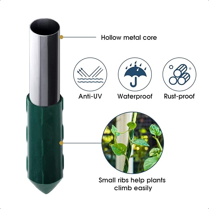 6 FT Garden Stakes for Outdoor Plant Support, 0.78 inch Diameter Plant Stake Sticks Metal Poles for Pole Beans Cucumber Tree Climbing Plants Gardening Supplies 10 Pack