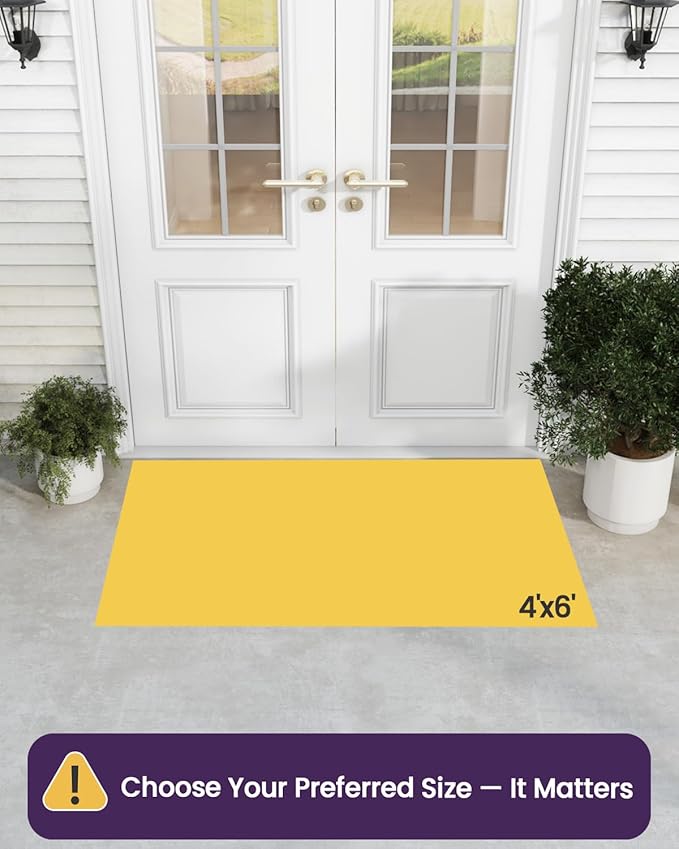 DEXI Front Door Mat Outside Entrance Welcome, Summer Floral Entryway Doormat Dirt Trapper, Heavy Duty Non Slip Large Entry Mats for Patio Garage Porch Home Decorative, 4x6, Bee and Flower