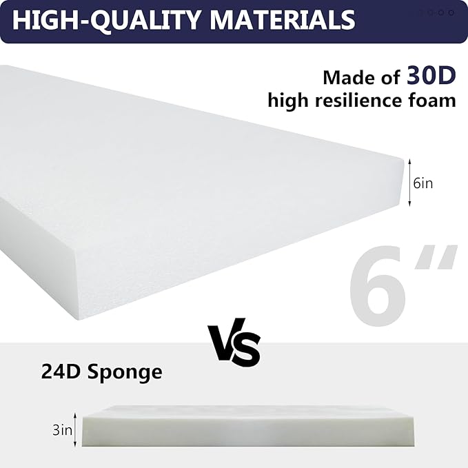 22" x 22" x 6" Outdoor Deep Seat Cushions - Waterproof & Fade Resistant Patio Furniture Replacement Cushions, Non-Slip Outdoor Cushions Fit Loveseats, Couches, Chairs, and Sofas