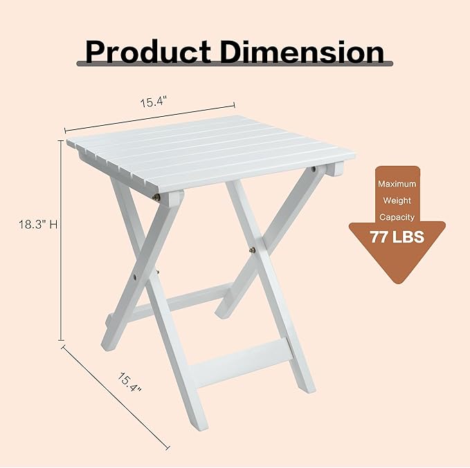 White Porch Rockers 3 Piece Outdoor Wooden Adults Furniture Set with 2 Rocking Chair and 1 Outdoor Side Table for Patio Lounge Balcony